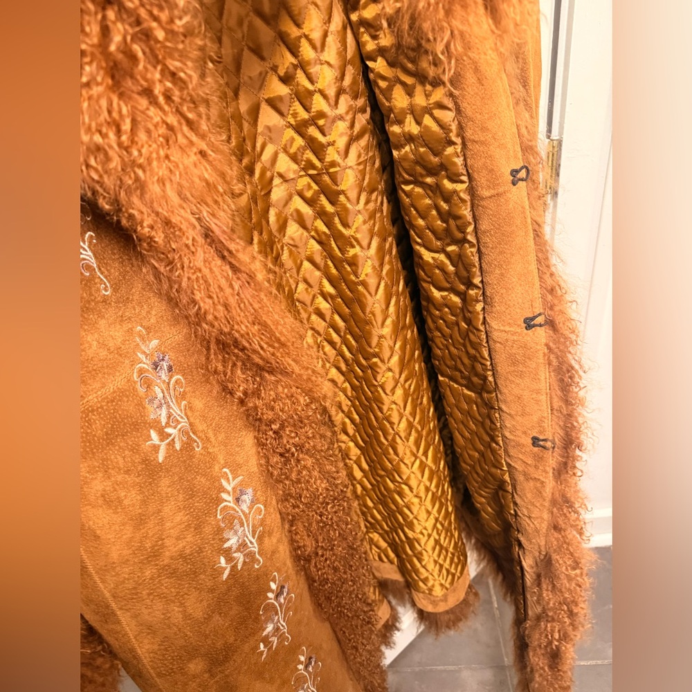 Vintage penny lane suede + Embroidered ginger rust brown Women's Coat - Picture 14 of 15